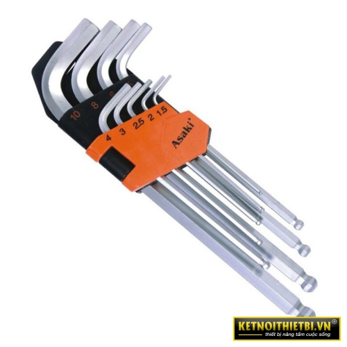 Bộ lục giác bi xi mờ 9 chi tiết Asaki AK-0409