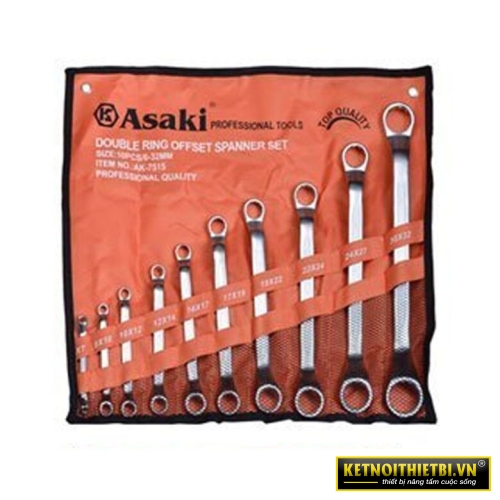 Bộ cờ lê vòng miệng 10 chi tiết xi mờ Asaki AK-7515