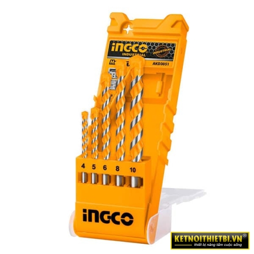 Bộ 5 Mũi Khoan Bê Tông Đuôi Trơn INGCO AKD3051