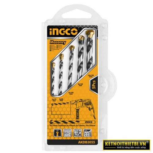 Bộ 5 Mũi Khoan Bê Tông Đuôi Trơn INGCO AKDB3055