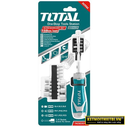 Bộ tua vít 15 chi tiết Total TACSD30156