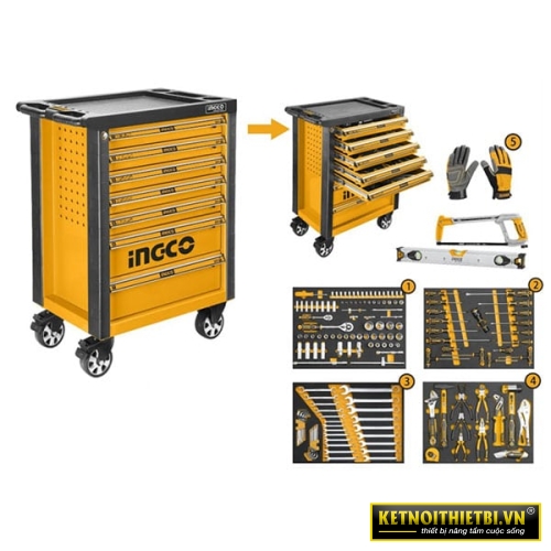 Tủ kéo 7 ngăn và 162 công cụ INGCO HTCS271621