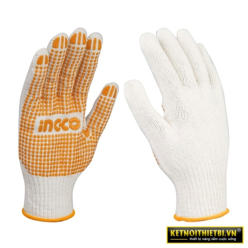 Găng Tay Dệt Kim và Có Đốm Chấm Nhựa PVC INGCO HGVK05