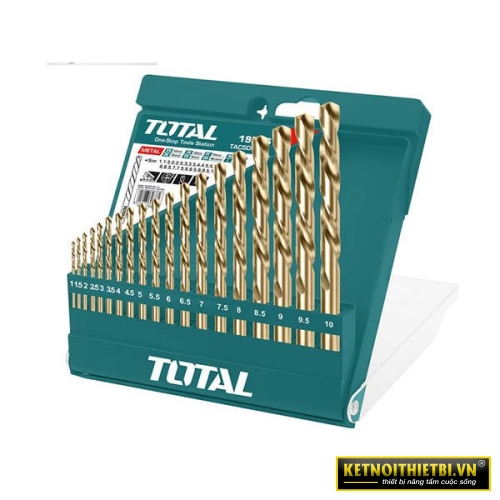 Bộ 19 mũi khoan kim loại HSS 1-10mm Total TACSD0195