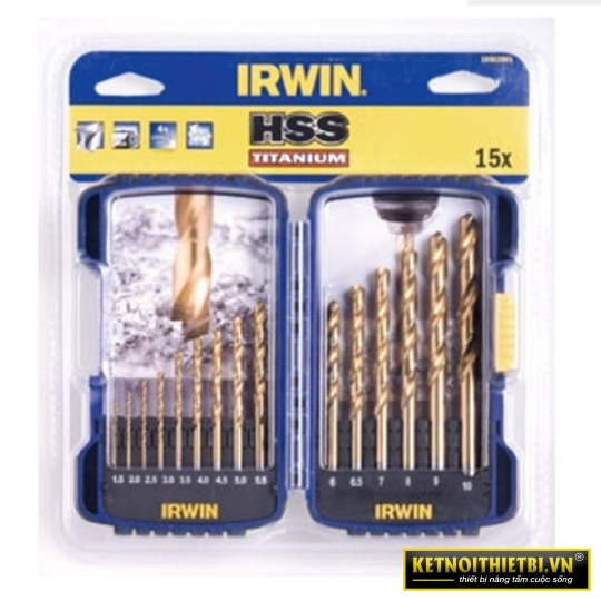 Bộ mũi khoan kim loại 15 chi tiết TITANIUM HSS IRWIN 10503991