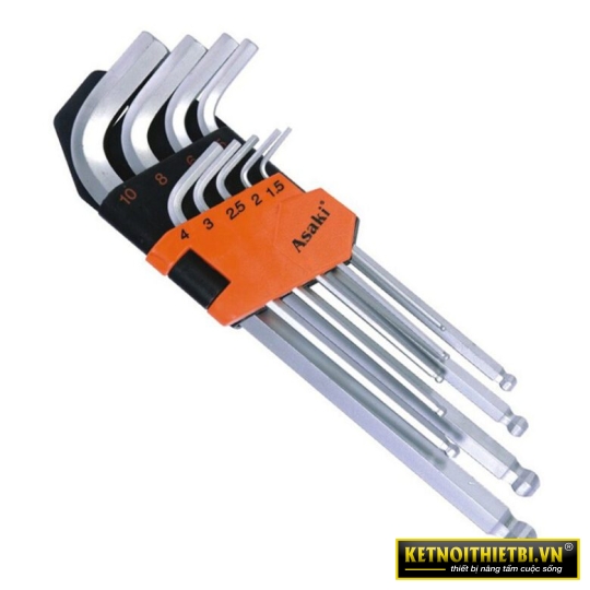 Bộ lục giác bi xi mờ 9 chi tiết Asaki AK-0409