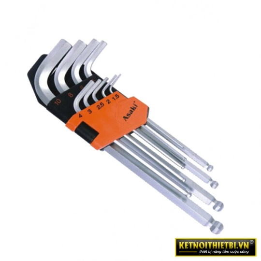 Bộ lục giác bi dài xi mờ 9 chi tiết Asaki AK-0410