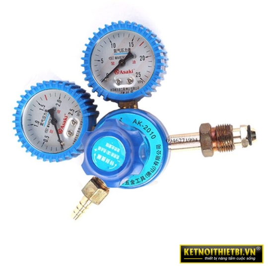Đồng hồ gió điều áp oxygen răng ngoài Asaki AK-2010
