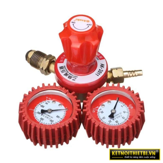 Đồng hồ gas điều áp acetylen răng ngoài Asaki AK-2011