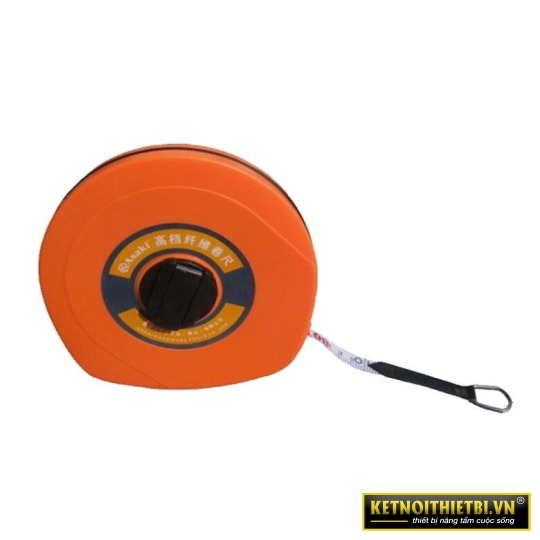 Thước dây sợi thủy tinh nền trắng chịu lực 70kg 50m Asaki AK-2654