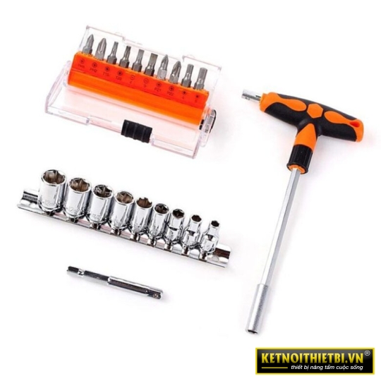 Bộ mũi vít & đầu tuýp & tay vặn chữ T 21 chi tiết Asaki AK-6357