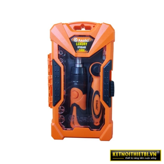 Bộ mũi vít & đầu tuýp & tay vặn 2 chiều 26 chi tiết Asaki AK-6359