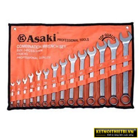 Bộ cờ lê vòng miệng 12 chi tiết xi mờ Asaki AK-7502