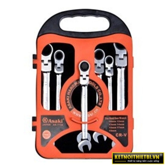 Bộ cờ lê vòng miệng lắc léo tự động Cr-V 7 chi tiết Asaki AK-7734