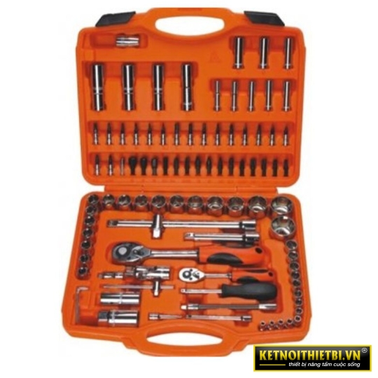 Bộ tuýp 1/4&#8243; + 3/8&#8243; + 1/2&#8243; 6 cạnh 120 chi tiết xi bóng Cr-V Asaki AK-9751
