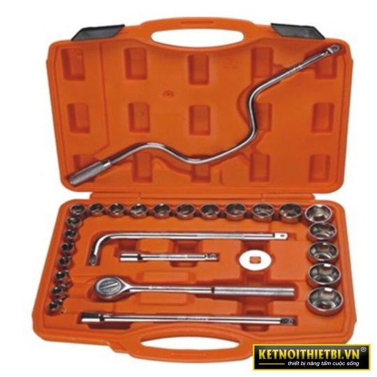 Bộ tuýp 1/2&#8243; 6 cạnh 28 chi tiết xi bóng Cr-V Asaki AK-9761