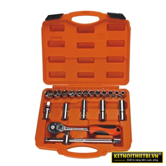Bộ tuýp 1/2&#8243; 6 cạnh 20 chi tiết xi bóng Cr-V Asaki AK-9765