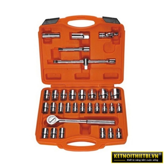 Bộ tuýp 1/2&#8243; 6 và 12 cạnh 32 chi tiết xi bóng Cr-V Asaki AK-9770