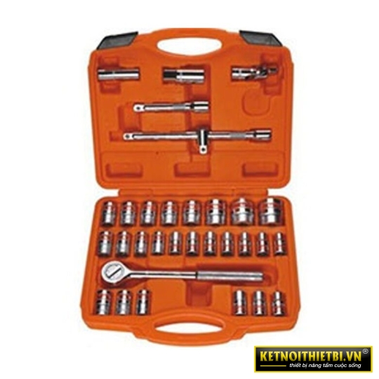 Bộ tuýp 1/2&#8243; 6 và 12 cạnh 32 chi tiết xi bóng Cr-V Asaki  AK-9771