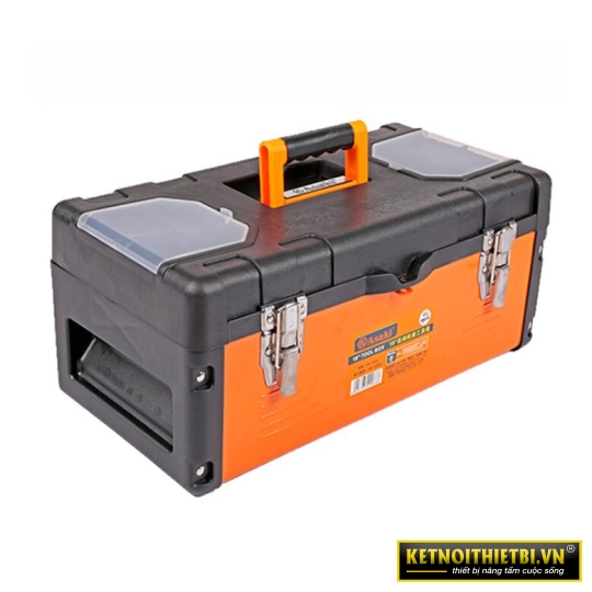 Thùng đồ nghề vỏ nhựa đáy sắt 45x23x20cm Asaki AK-9966