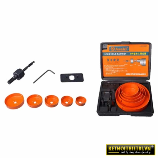 Bộ mũi khoét lỗ gỗ và thạch cao 8 chi tiết 64 &#8211; 127 mm Asaki AK-3681
