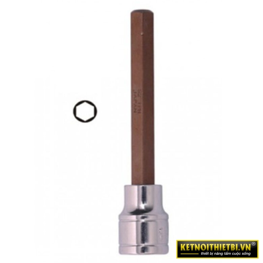 Đầu tuýp gắn mũi lục giác dài (thép hợp kim cao cấp S2) H8 x 100mm Asaki AK-7229