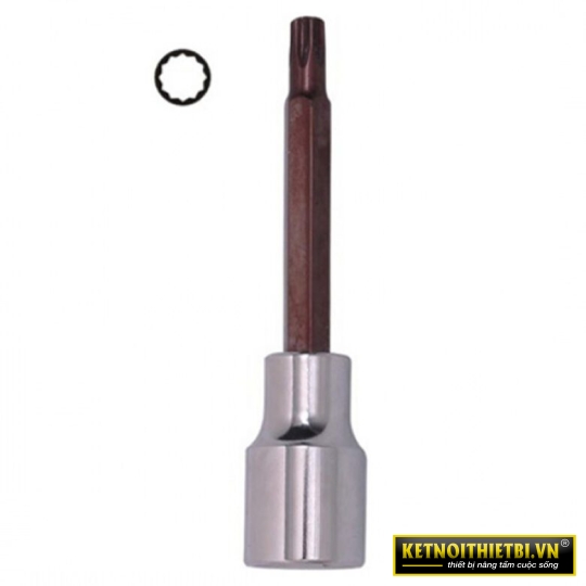 Đầu tuýp gắn mũi bông 12 cạnh dài (thép hợp kim cao cấp S2) M6 x 100mm Asaki AK-7234