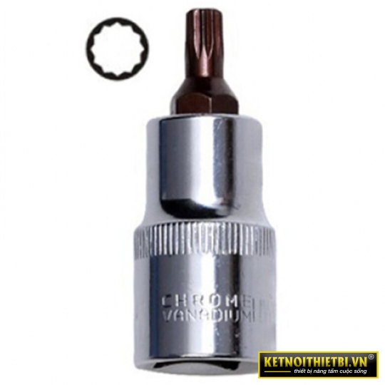 Đầu tuýp gắn mũi bông 12 cạnh (thép hợp kim cao cấp S2) M8 x 55mm Asaki AK-7294