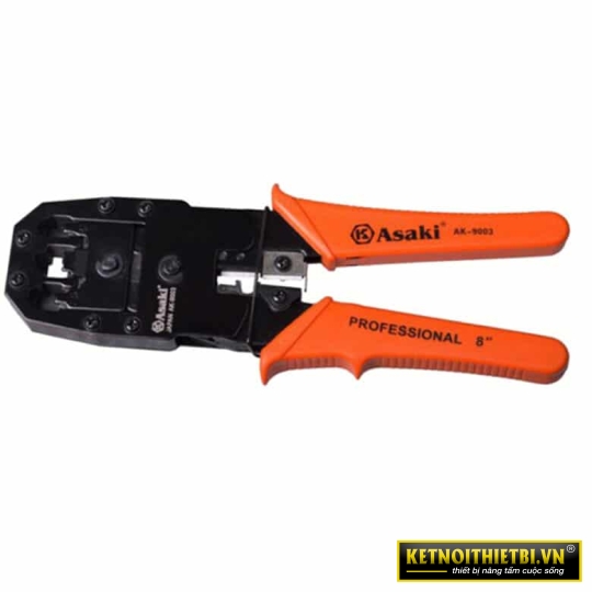 Kềm bấm cáp mạng & điện thoại 8&#8243;/200mm 3 chức năng 4P / 6P / 8P Asaki AK-9003