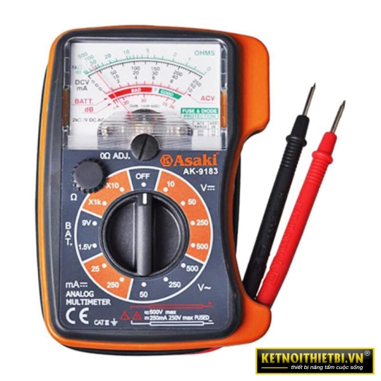 Đồng hồ kim đo điện vạn năng 500V / 250mA Asaki AK-9183