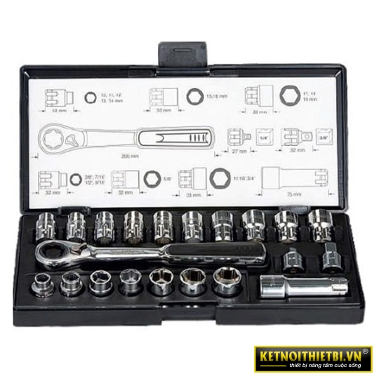 Bộ đầu tuýp và cần siết xuyên tâm 21 chi tiết Makita B-65604