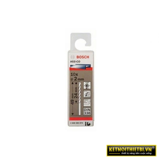 Mũi khoan INOX HSS-Co 2mm (hộp 10 mũi) Bosch 2608585874