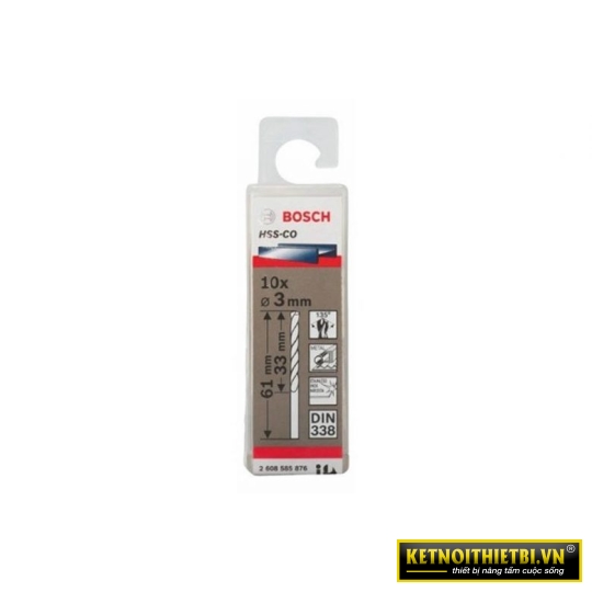 Mũi khoan INOX HSS-Co 3mm (hộp 10 mũi) Bosch 2608585876