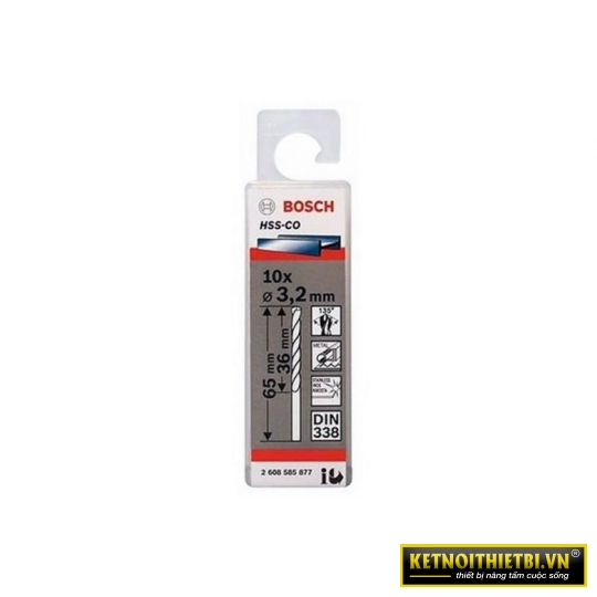Mũi khoan INOX HSS-Co 3.2mm (hộp 10 mũi) Bosch 2608585877