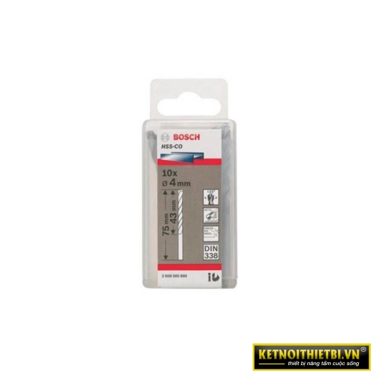 Mũi khoan INOX HSS-Co 4mm (hộp 10 mũi) Bosch 2608585880