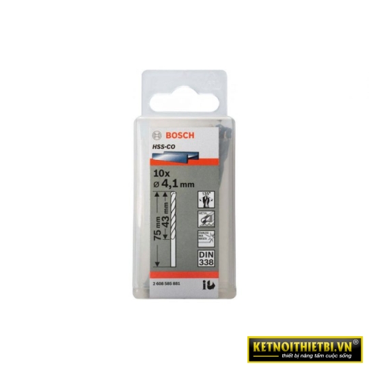 Mũi khoan INOX HSS-Co 4.1mm (hộp 10 mũi) Bosch 2608585881