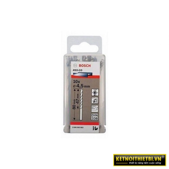 Mũi khoan INOX HSS-Co 4.5mm (hộp 10 mũi) Bosch 2608585883