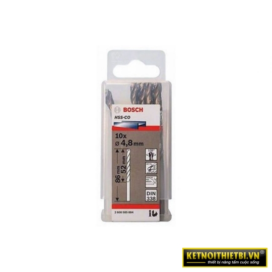 Mũi khoan INOX HSS-Co 4.8mm (hộp 10 mũi) Bosch 2608585884
