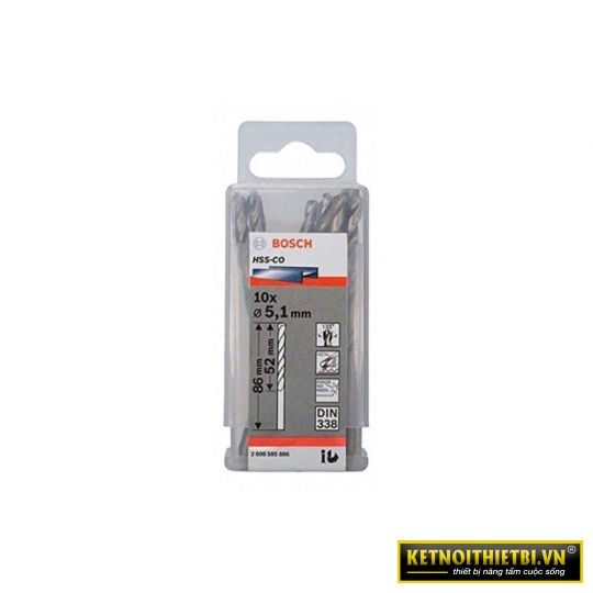 Mũi khoan INOX HSS-Co 5.1mm (hộp 10 mũi) Bosch 2608585886