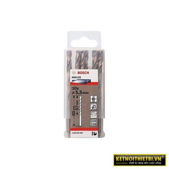 Mũi khoan INOX HSS-Co 5.5mm (hộp 10 mũi) Bosch 2608585888