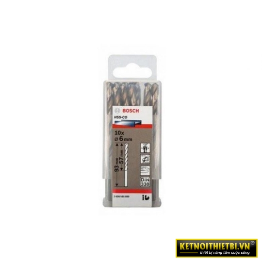 Mũi khoan INOX HSS-Co 6mm (hộp 10 mũi) Bosch 2608585889