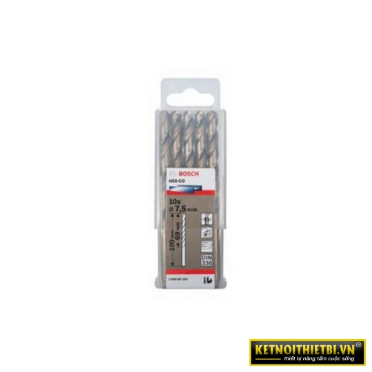 Mũi khoan INOX HSS-Co 7.5mm (hộp 10 mũi) Bosch 2608585893