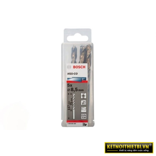 Mũi khoan INOX HSS-Co 8.5mm (hộp 5 mũi) Bosch 2608585895