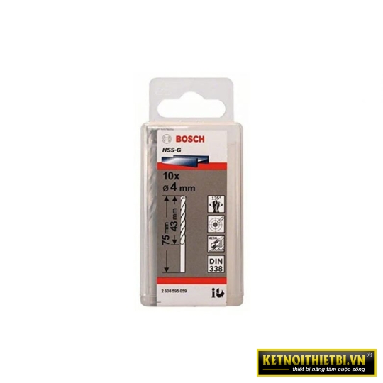 Mũi khoan sắt HSS-G 4mm (hộp 10 mũi) Bosch 2608595059