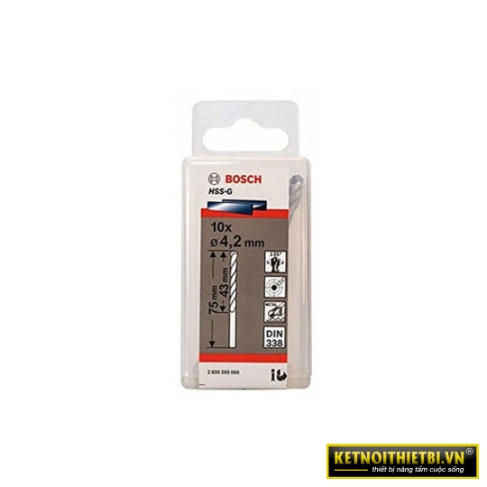 Mũi khoan sắt HSS-G 4.2mm (hộp 10 mũi) Bosch 2608595060