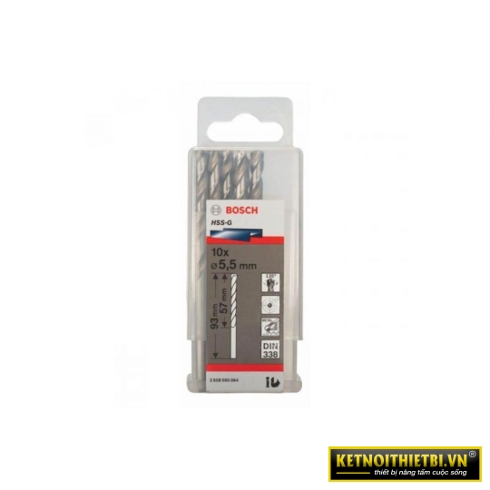 Mũi khoan sắt HSS-G 5.5mm (hộp 10 mũi) Bosch 2608595064