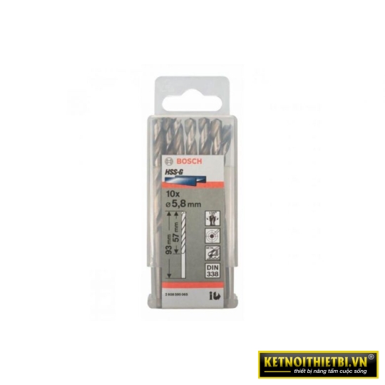 Mũi khoan sắt HSS-G 5.8mm (hộp 10 mũi) Bosch 2608595065