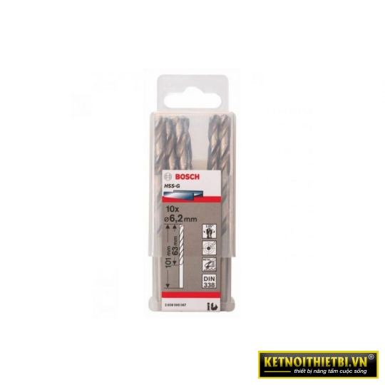 Mũi khoan sắt HSS-G 6.2mm (hộp 10 mũi) Bosch 2608595067