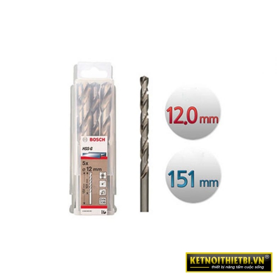 Mũi khoan sắt HSS-G 12.0mm (hộp 5 mũi) Bosch 2608595081
