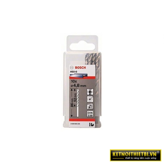 Mũi khoan sắt HSS-G 4.8mm (hộp 10 mũi) Bosch 2608595334